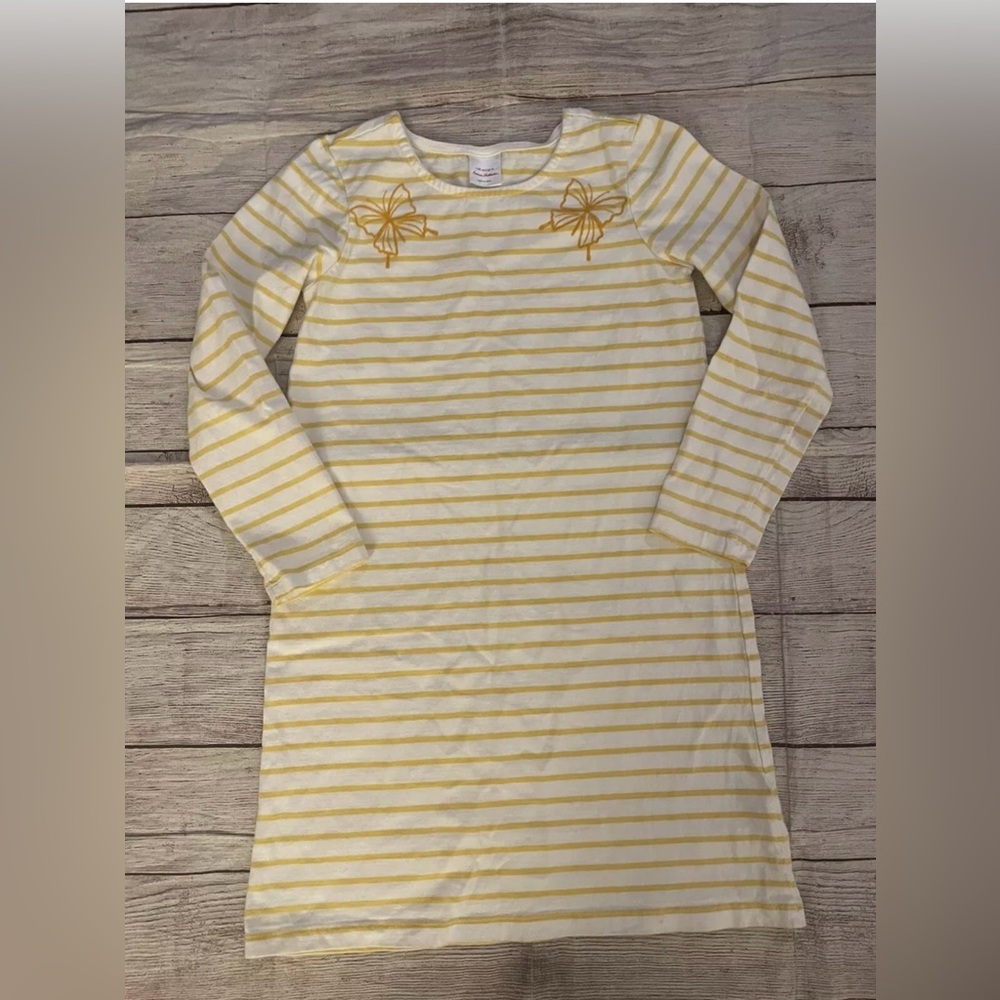 Hanna Andersson 140 Size 10 Yellow Striped Long Sleeve Dress